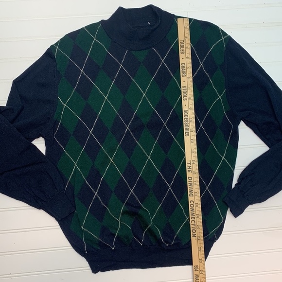 Vintage argyle sweater blue and green M - Picture 4 of 7